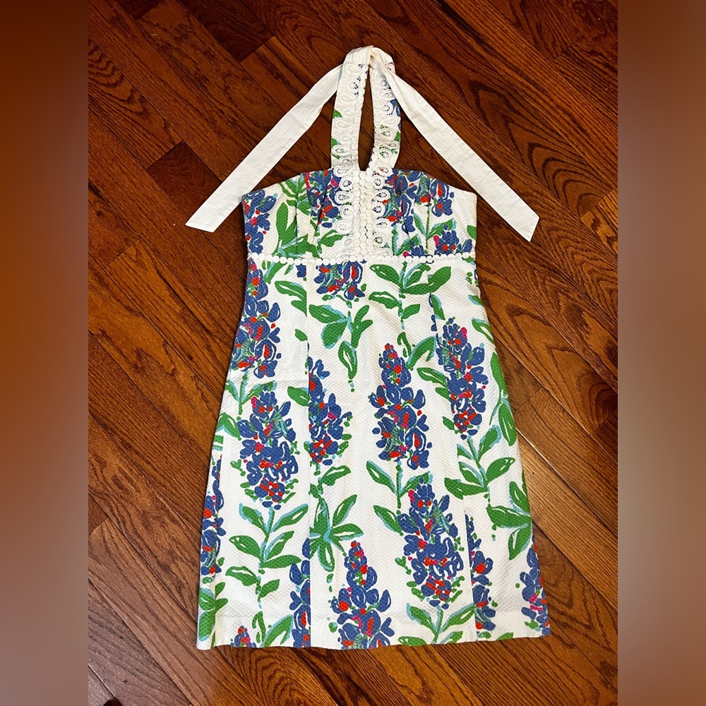 Lilly Pulitzer Isabel Halter Dress, EUC. Size 8. Blue Bonnet print.